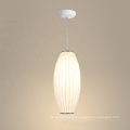 Lámpara colgante minimalista nórdica de estilo blanco con pantalla de tela para decoración del hogar